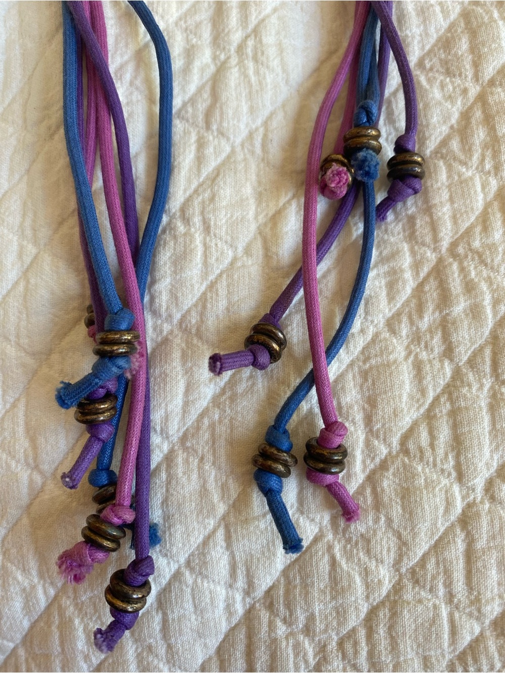 Boho Concho Purple Blue Woven Tapestry Belt Tassels Bead VTG Festival Western M - Picture 11 of 16